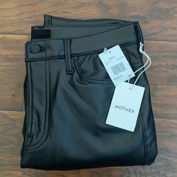 Mother The Insider Ankle Black Faux Leather Cropped Pants Modern NWT - Picture 6 of 16